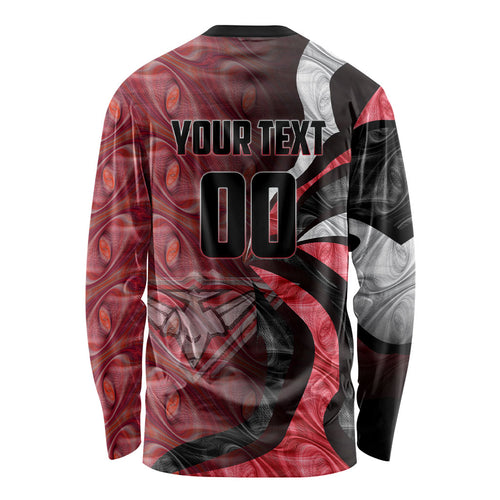 Personalised Essendon Bombers Long Sleeve Shirt Trippy Psychedelic Abstract Art Mascot Football Fans
