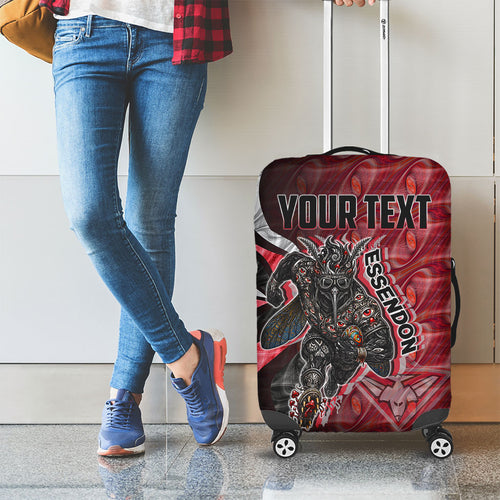 Personalised Essendon Bombers Luggage Cover Trippy Psychedelic Abstract Art Mascot Football Fans