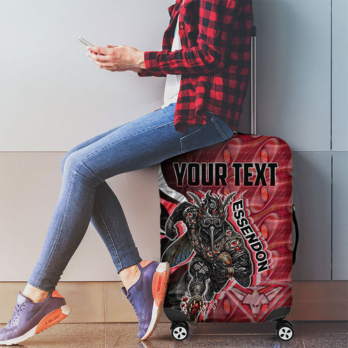 Personalised Essendon Bombers Luggage Cover Trippy Psychedelic Abstract Art Mascot Football Fans