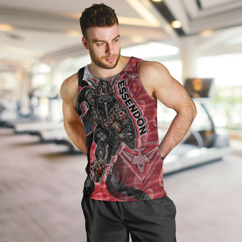 Personalised Essendon Bombers Men Tank Top Trippy Psychedelic Abstract Art Mascot Football Fans