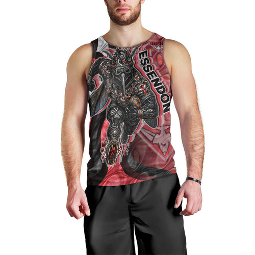 Personalised Essendon Bombers Men Tank Top Trippy Psychedelic Abstract Art Mascot Football Fans