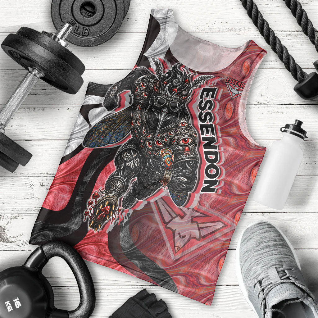 Personalised Essendon Bombers Men Tank Top Trippy Psychedelic Abstract Art Mascot Football Fans