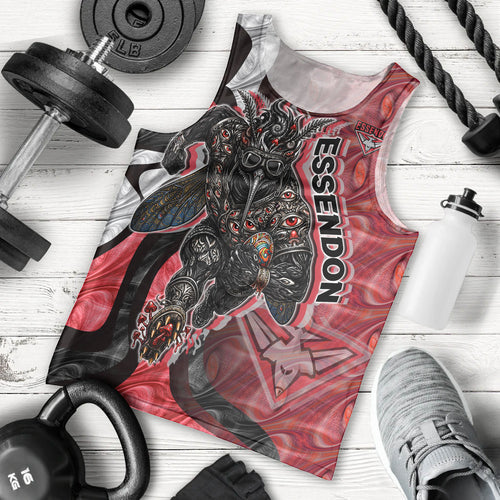 Personalised Essendon Bombers Men Tank Top Trippy Psychedelic Abstract Art Mascot Football Fans