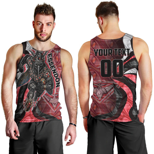 Personalised Essendon Bombers Men Tank Top Trippy Psychedelic Abstract Art Mascot Football Fans