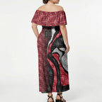 Personalised Essendon Bombers Off Shoulder Maxi Dress Trippy Psychedelic Abstract Art Mascot Football Fans