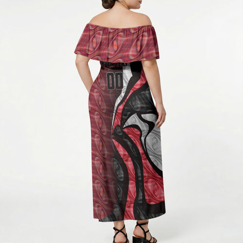 Personalised Essendon Bombers Off Shoulder Maxi Dress Trippy Psychedelic Abstract Art Mascot Football Fans