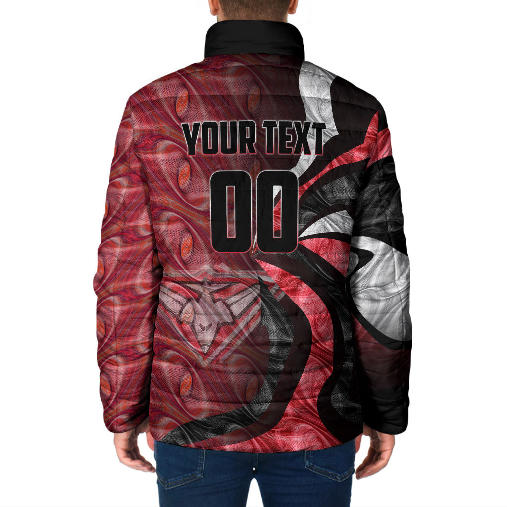 Personalised Essendon Bombers Padded Jacket Trippy Psychedelic Abstract Art Mascot Football Fans