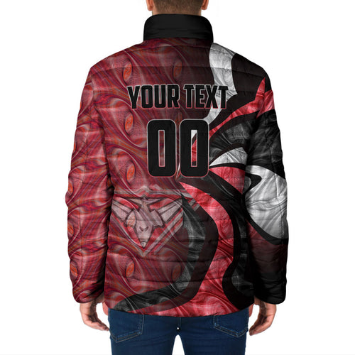 Personalised Essendon Bombers Padded Jacket Trippy Psychedelic Abstract Art Mascot Football Fans