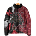 Personalised Essendon Bombers Padded Jacket Trippy Psychedelic Abstract Art Mascot Football Fans