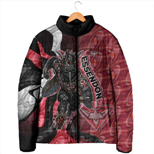 Personalised Essendon Bombers Padded Jacket Trippy Psychedelic Abstract Art Mascot Football Fans