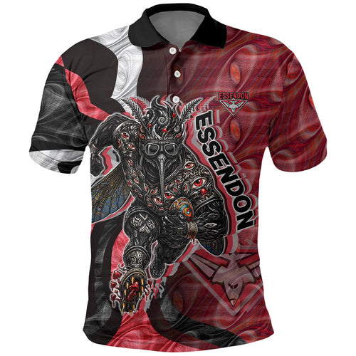 Personalised Essendon Bombers Polo Shirt Trippy Psychedelic Abstract Art Mascot Football Fans