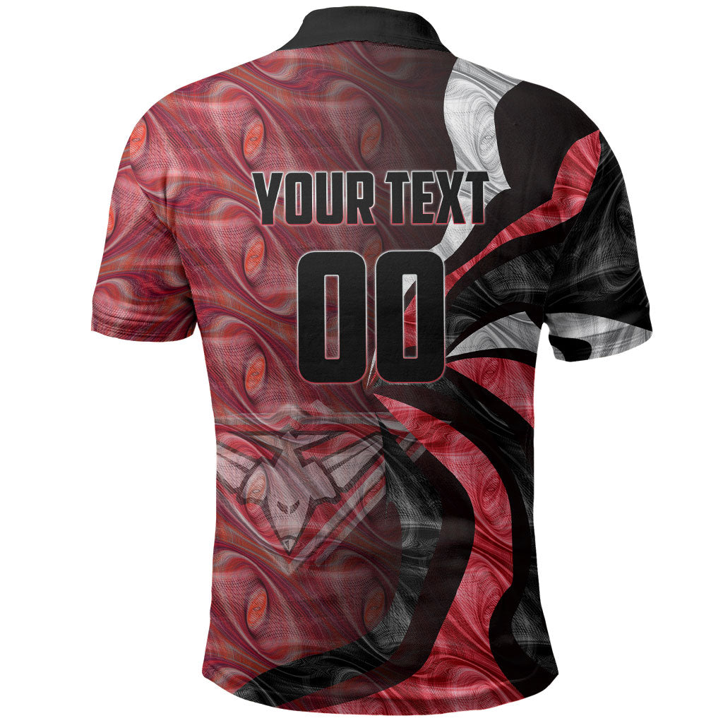 Personalised Essendon Bombers Polo Shirt Trippy Psychedelic Abstract Art Mascot Football Fans