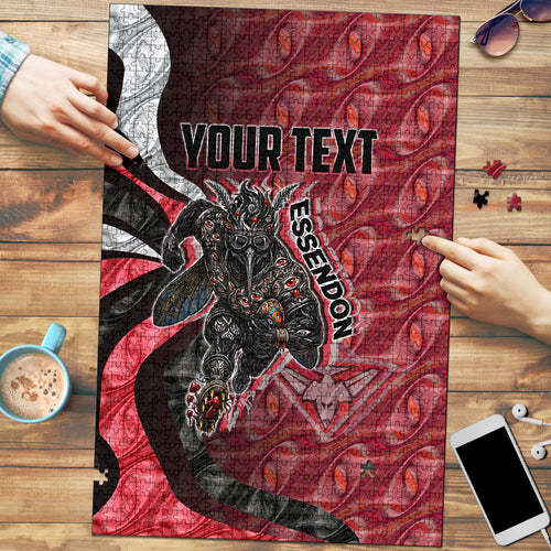 Personalised Essendon Bombers Puzzle Trippy Psychedelic Abstract Art Mascot Football Fans