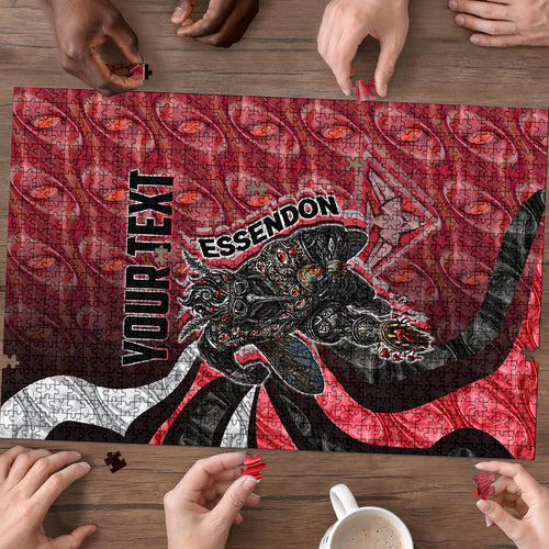 Personalised Essendon Bombers Puzzle Trippy Psychedelic Abstract Art Mascot Football Fans
