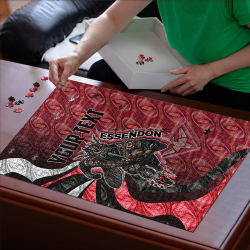 Personalised Essendon Bombers Puzzle Trippy Psychedelic Abstract Art Mascot Football Fans