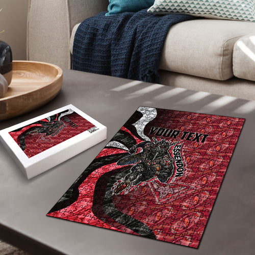 Personalised Essendon Bombers Puzzle Trippy Psychedelic Abstract Art Mascot Football Fans