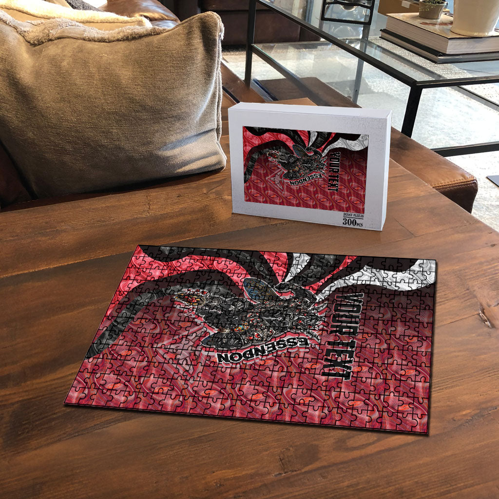 Personalised Essendon Bombers Puzzle Trippy Psychedelic Abstract Art Mascot Football Fans