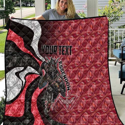 Personalised Essendon Bombers Quilt Trippy Psychedelic Abstract Art Mascot Football Fans
