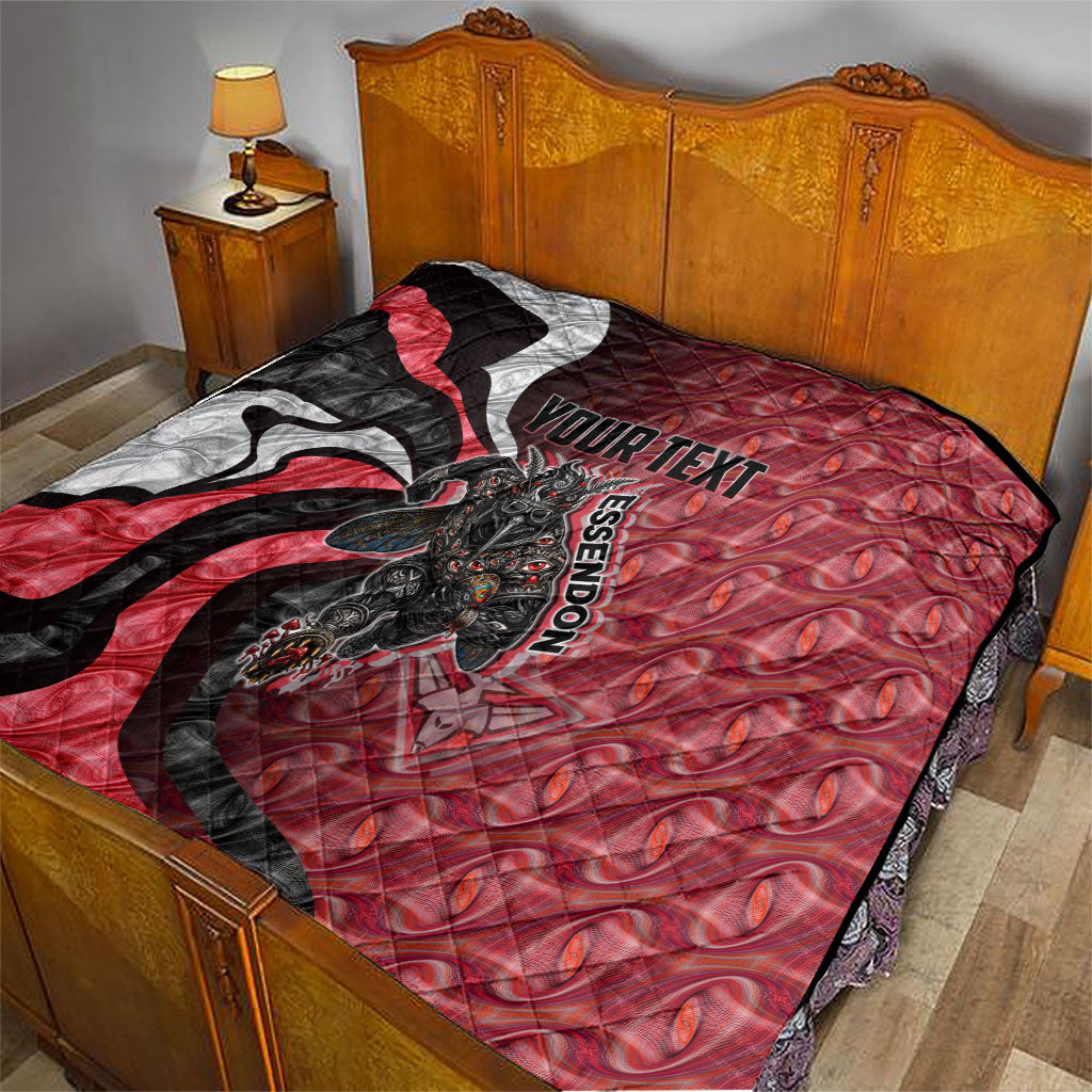 Personalised Essendon Bombers Quilt Trippy Psychedelic Abstract Art Mascot Football Fans