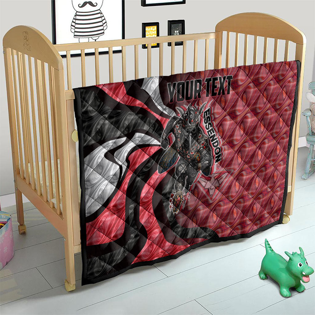 Personalised Essendon Bombers Quilt Trippy Psychedelic Abstract Art Mascot Football Fans