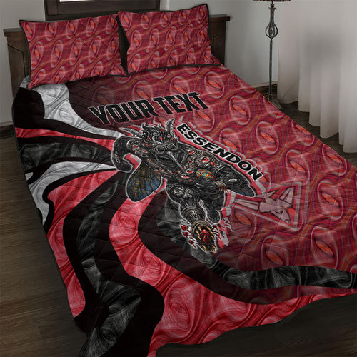 Personalised Essendon Bombers Quilt Bed Set Trippy Psychedelic Abstract Art Mascot Football Fans
