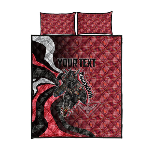 Personalised Essendon Bombers Quilt Bed Set Trippy Psychedelic Abstract Art Mascot Football Fans