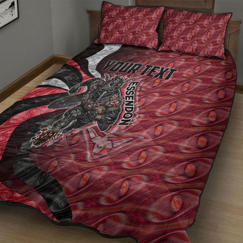Personalised Essendon Bombers Quilt Bed Set Trippy Psychedelic Abstract Art Mascot Football Fans