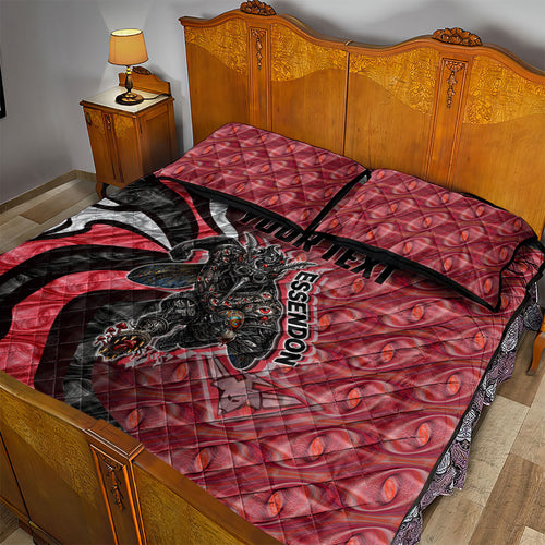 Personalised Essendon Bombers Quilt Bed Set Trippy Psychedelic Abstract Art Mascot Football Fans