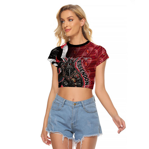 Personalised Essendon Bombers Raglan Cropped T Shirt Trippy Psychedelic Abstract Art Mascot Football Fans