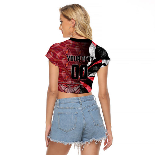 Personalised Essendon Bombers Raglan Cropped T Shirt Trippy Psychedelic Abstract Art Mascot Football Fans