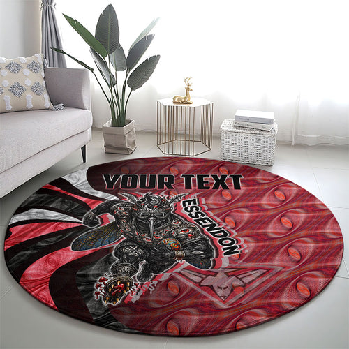 Personalised Essendon Bombers Round Carpet Trippy Psychedelic Abstract Art Mascot Football Fans
