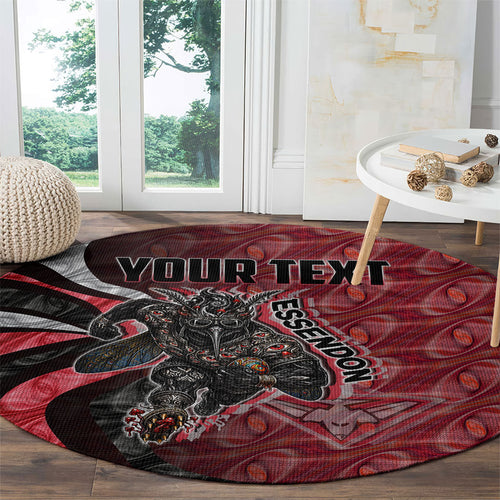 Personalised Essendon Bombers Round Carpet Trippy Psychedelic Abstract Art Mascot Football Fans