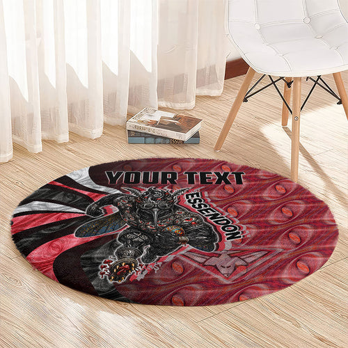 Personalised Essendon Bombers Round Carpet Trippy Psychedelic Abstract Art Mascot Football Fans