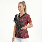Personalised Essendon Bombers Scrub Top Trippy Psychedelic Abstract Art Mascot Football Fans