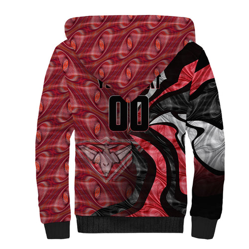 Personalised Essendon Bombers Sherpa Hoodie Trippy Psychedelic Abstract Art Mascot Football Fans