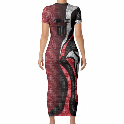 Personalised Essendon Bombers Short Sleeve Bodycon Dress Trippy Psychedelic Abstract Art Mascot Football Fans