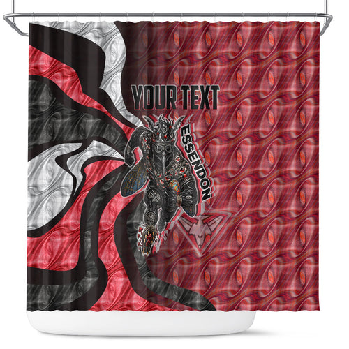 Personalised Essendon Bombers Shower Curtain Trippy Psychedelic Abstract Art Mascot Football Fans