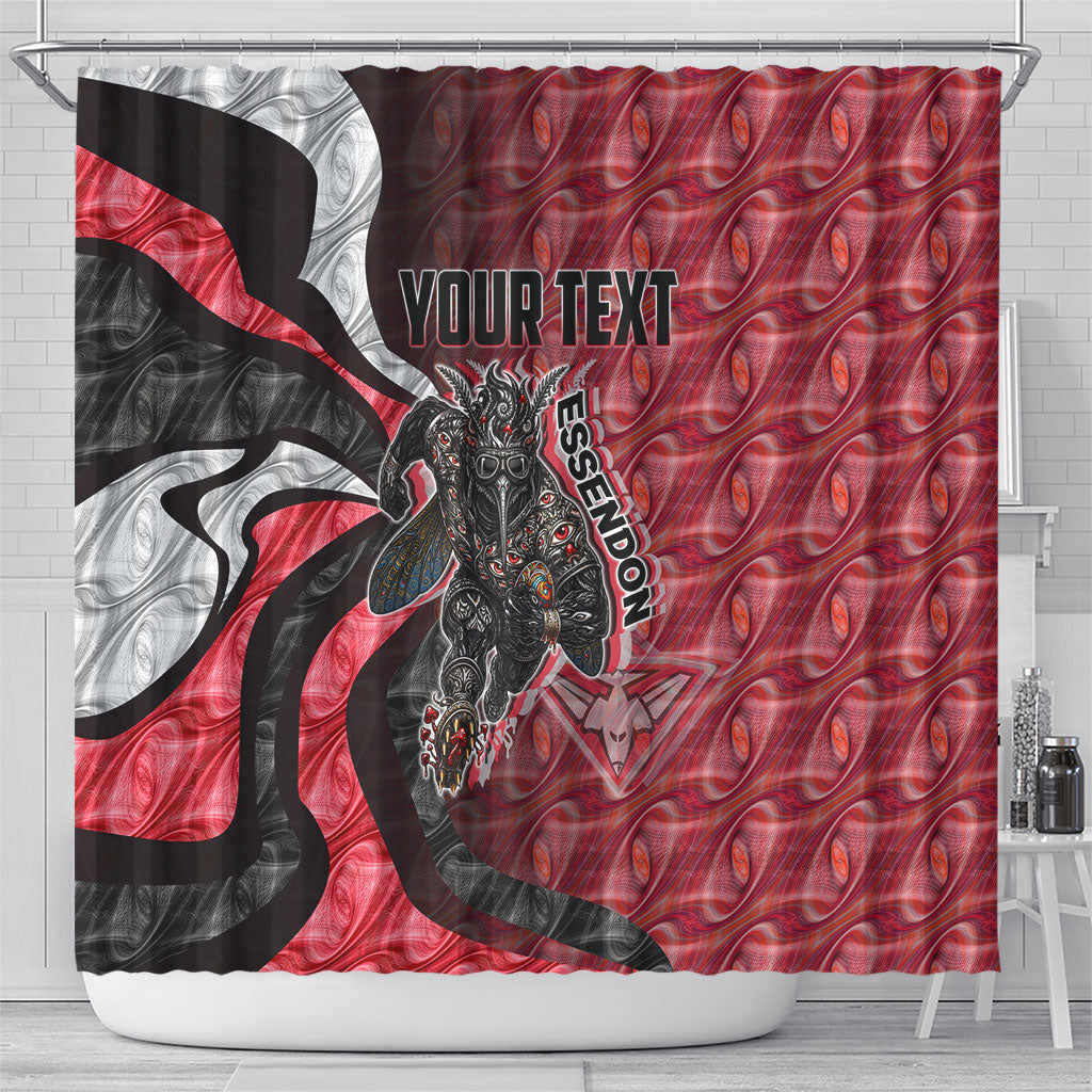 Personalised Essendon Bombers Shower Curtain Trippy Psychedelic Abstract Art Mascot Football Fans