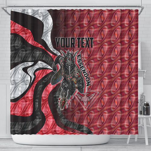 Personalised Essendon Bombers Shower Curtain Trippy Psychedelic Abstract Art Mascot Football Fans
