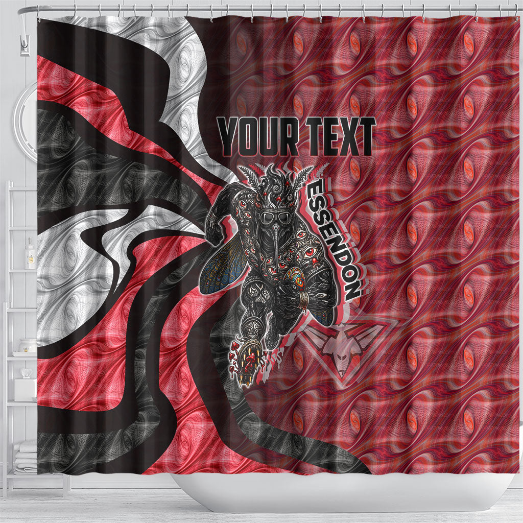 Personalised Essendon Bombers Shower Curtain Trippy Psychedelic Abstract Art Mascot Football Fans