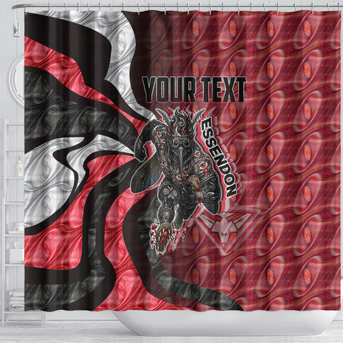Personalised Essendon Bombers Shower Curtain Trippy Psychedelic Abstract Art Mascot Football Fans