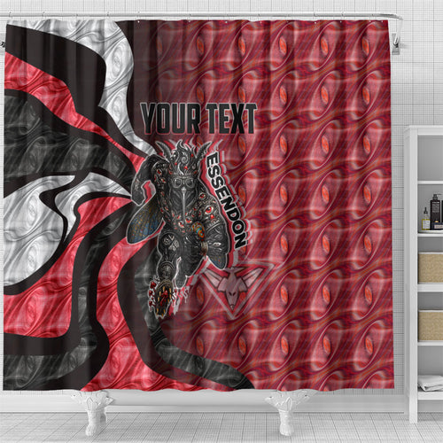 Personalised Essendon Bombers Shower Curtain Trippy Psychedelic Abstract Art Mascot Football Fans