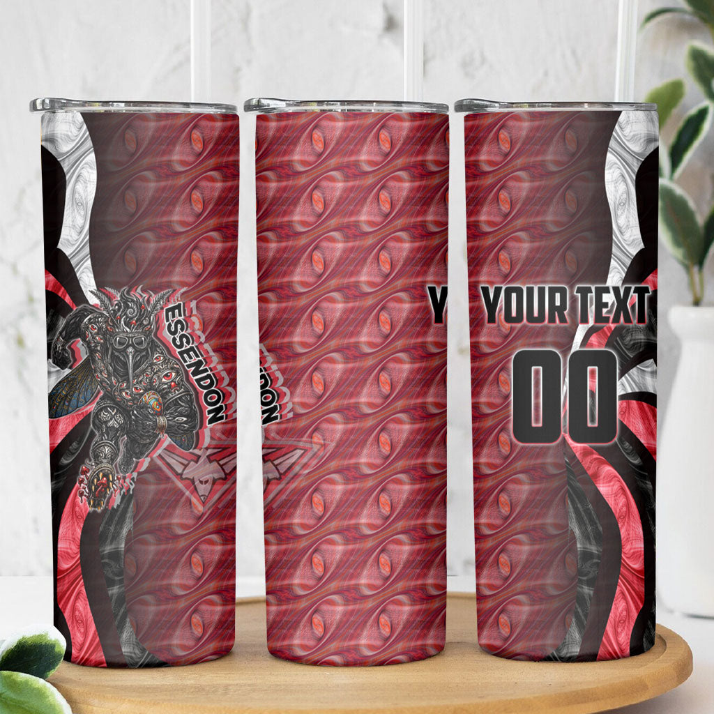 Personalised Essendon Bombers Skinny Tumbler Trippy Psychedelic Abstract Art Mascot Football Fans