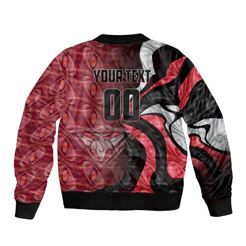 Personalised Essendon Bombers Sleeve Zip Bomber Jacket Trippy Psychedelic Abstract Art Mascot Football Fans