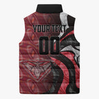 Personalised Essendon Bombers Sleeveless Puffer Jacket Trippy Psychedelic Abstract Art Mascot Football Fans