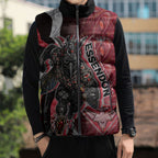 Personalised Essendon Bombers Sleeveless Puffer Jacket Trippy Psychedelic Abstract Art Mascot Football Fans