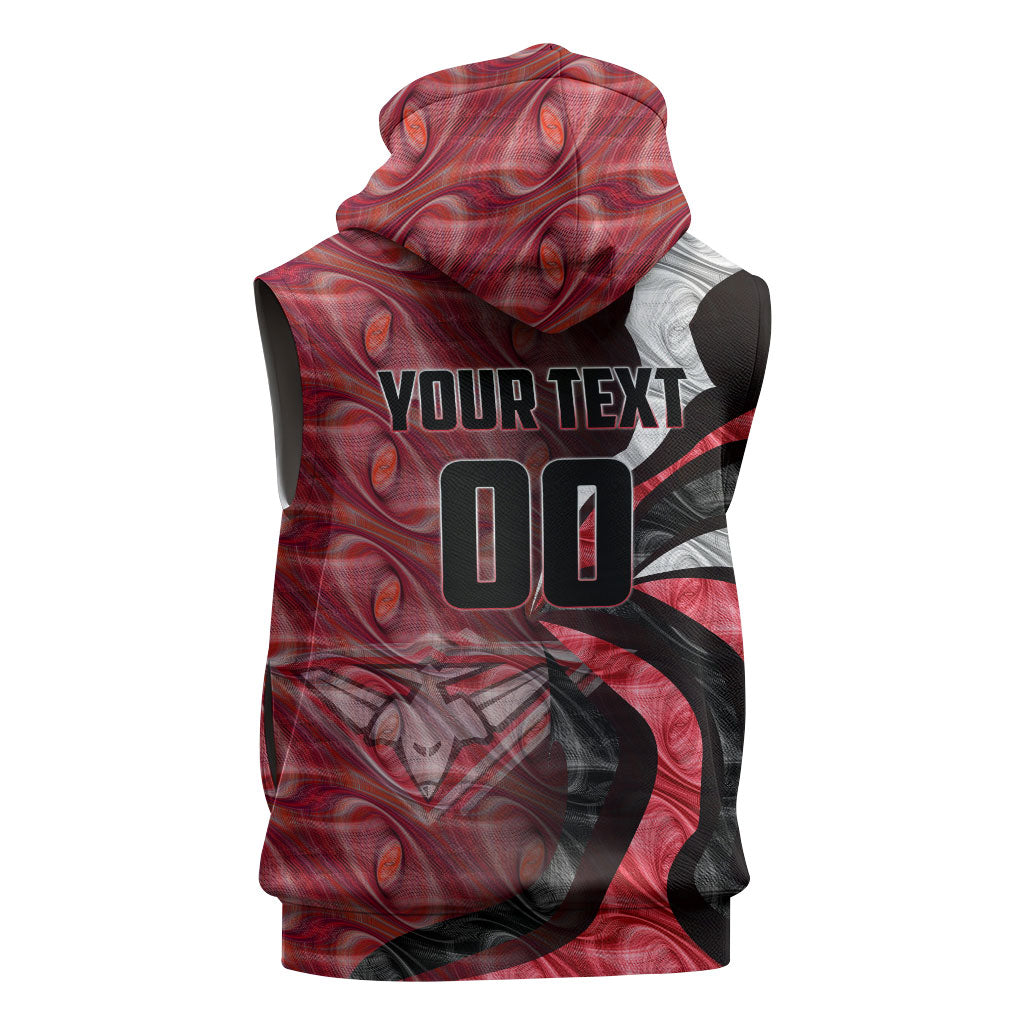 Personalised Essendon Bombers Sleeveless Zip Hoodie Trippy Psychedelic Abstract Art Mascot Football Fans