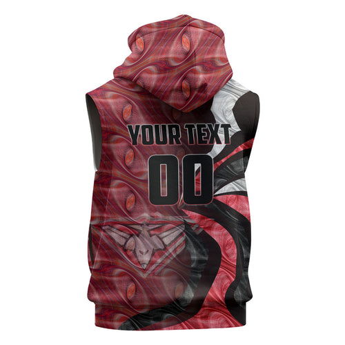 Personalised Essendon Bombers Sleeveless Zip Hoodie Trippy Psychedelic Abstract Art Mascot Football Fans