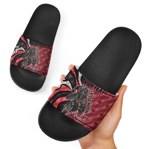 Personalised Essendon Bombers Slide Sandals Trippy Psychedelic Abstract Art Mascot Football Fans