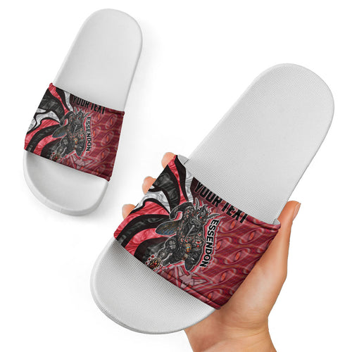 Personalised Essendon Bombers Slide Sandals Trippy Psychedelic Abstract Art Mascot Football Fans